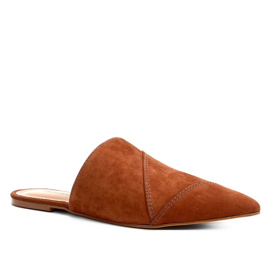 Mule Shoestock Flat Camurça - Caramelo