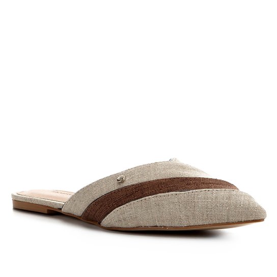 Mule Shoestock Jeans Organic Flat - Bege+Marrom