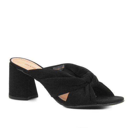 Mule Shoestock Salto Bloco Nó - Preto