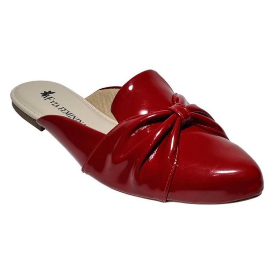 Mule Via Feminina Laço - Vermelho