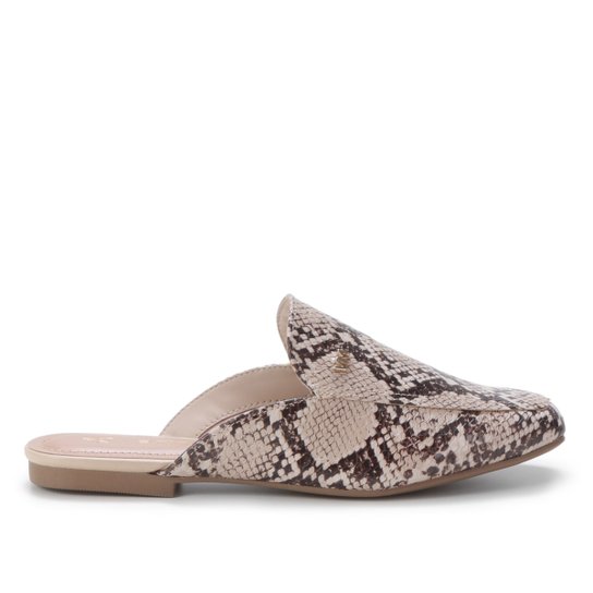 Mule Via Marte Animal Print Snake Feminino - Bege