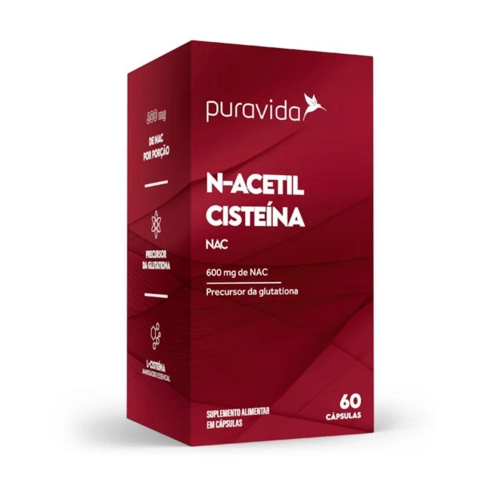 NAC N-Acetil Cisteína 600mg Pura Vida 60 Cápsulas