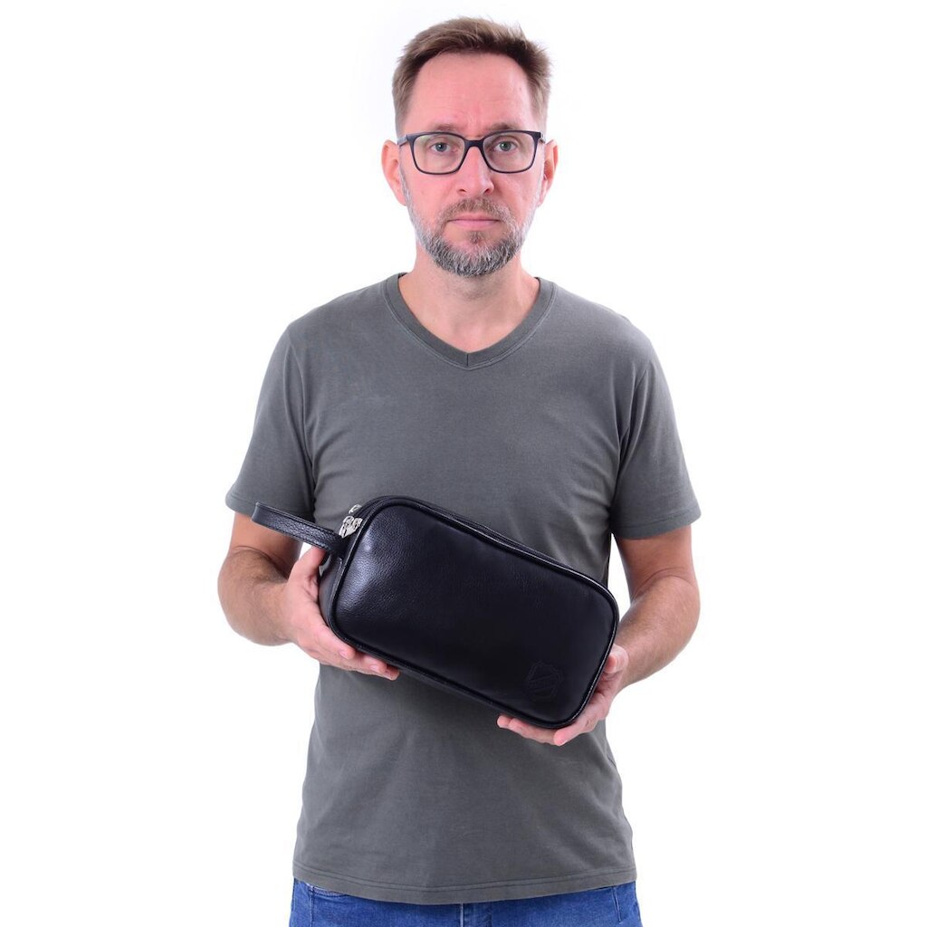 Necessaire De Couro Legitimo Organizador Mala Viagem Premium Grande Unissex