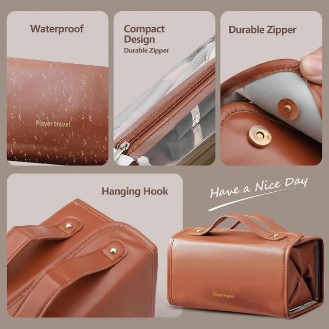 NECESSAIRE DE MAQUIAGEM ORGANIZADORA 4 EM 1 IMPERMEÁVEL