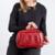 Necessaire grande de couro com bolso frontal Manuela - Vermelho