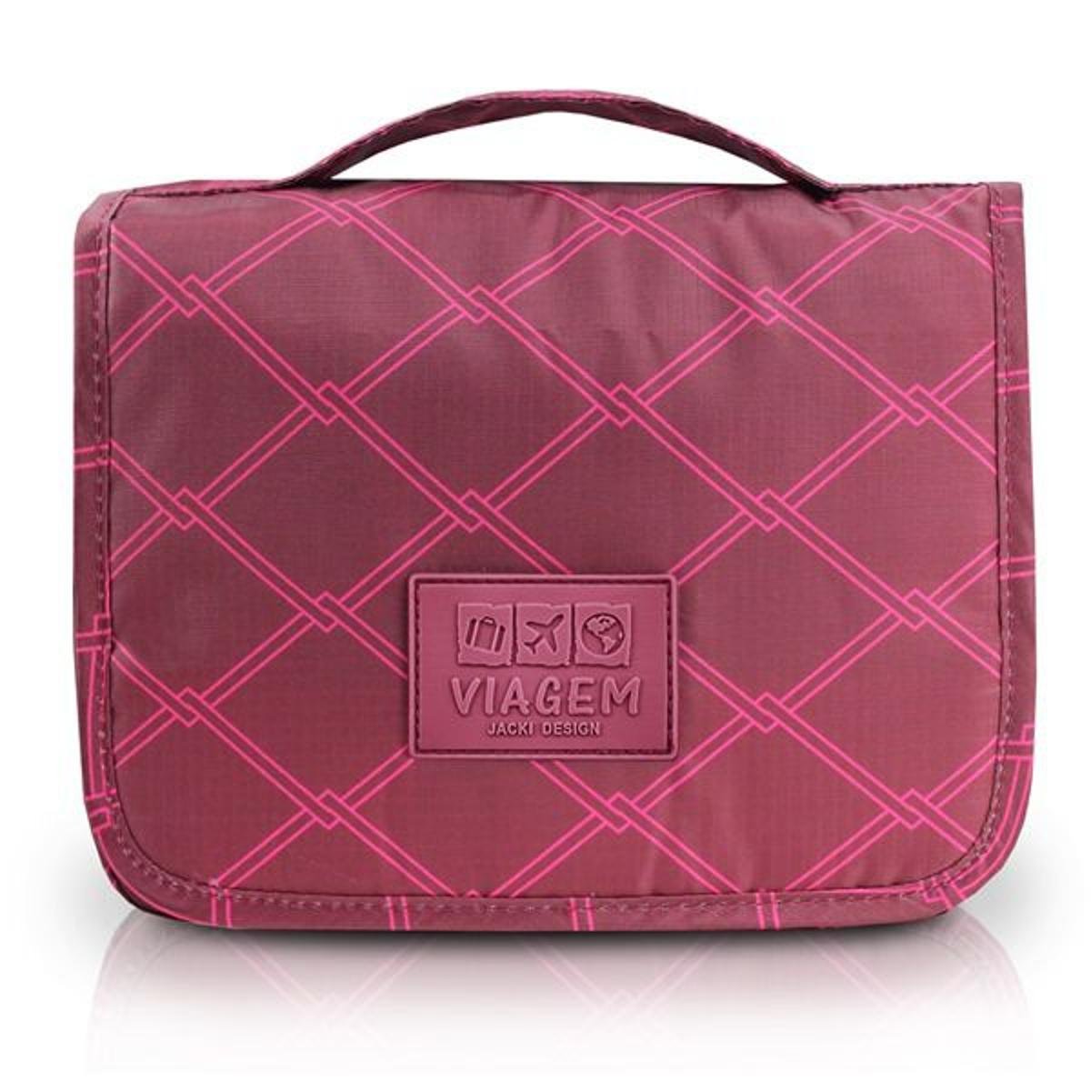 Necessaire Jacki Design de Viagem Com Alça Estampado - Vermelho Escuro Menor preço em Necessaire Jacki Design de Viagem Com Alça Estampado - Vermelho Escuro