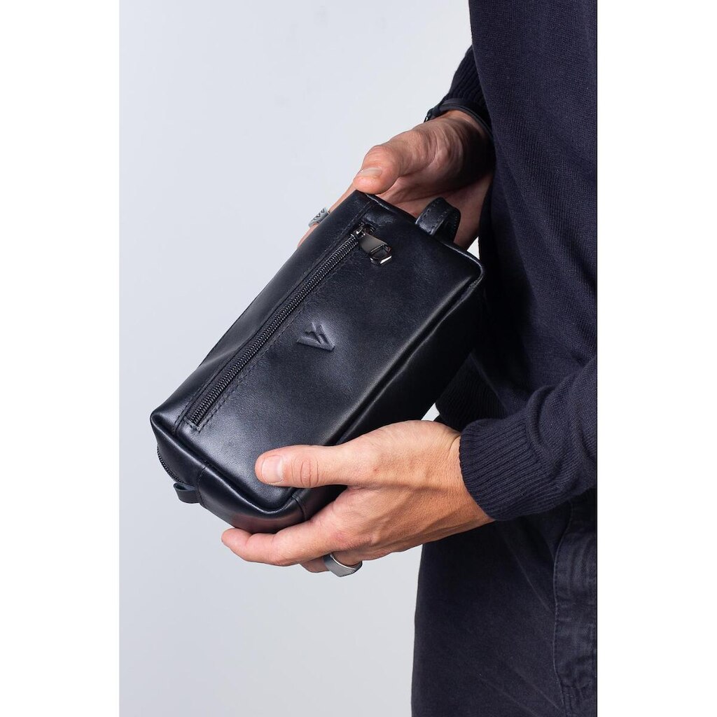 Necessaire masculina em couro italiano Daily 10x20x8cm