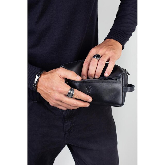 Necessaire masculina em couro italiano Daily 10x20x8cm
