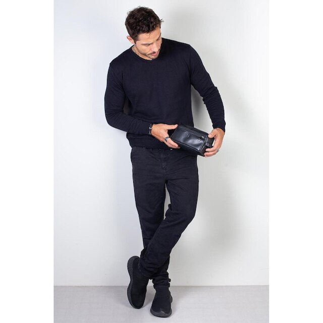 Necessaire masculina em couro italiano Daily 10x20x8cm