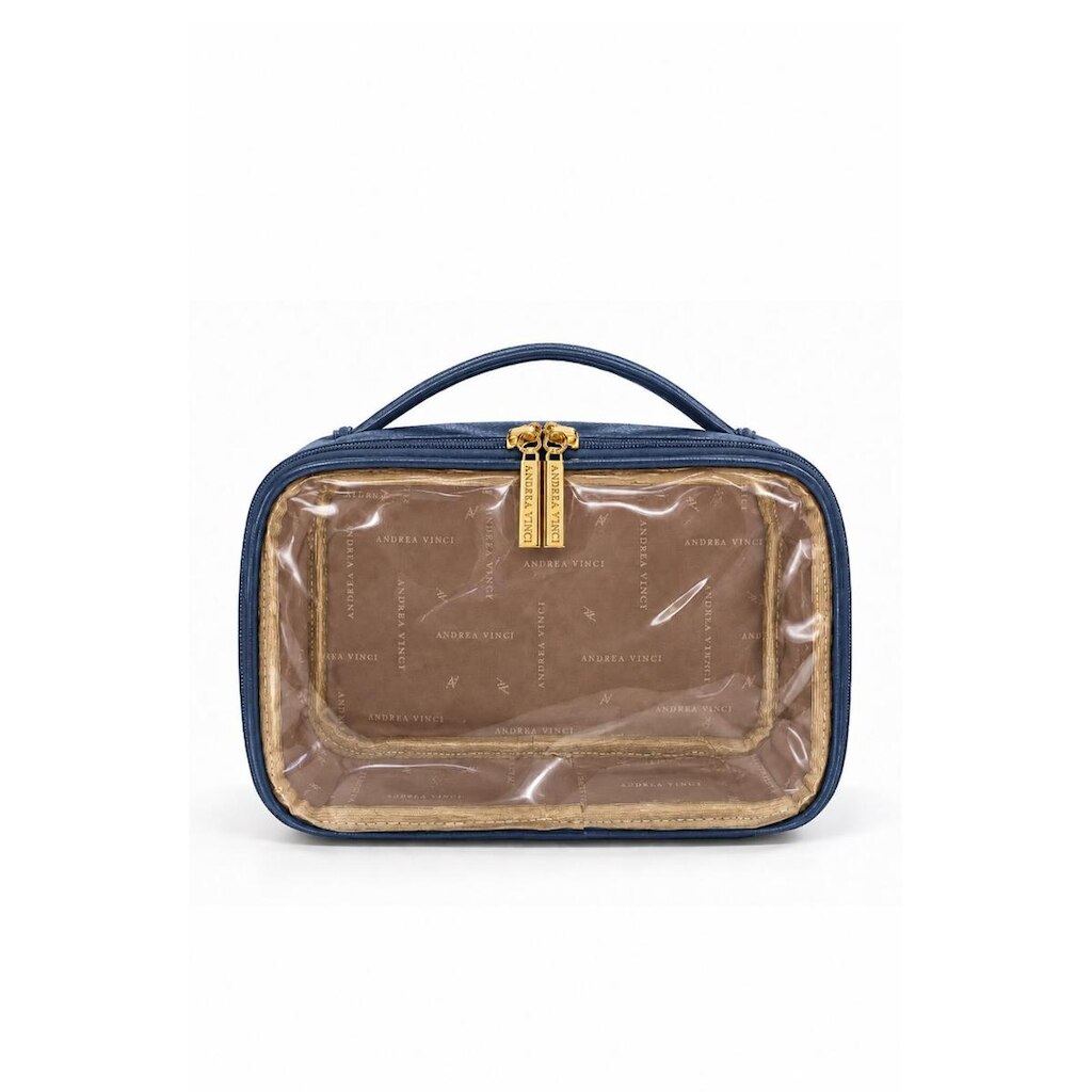 Necessaire transparente em couro e vinil para viagem e maternidade 15x23x9 Eloa