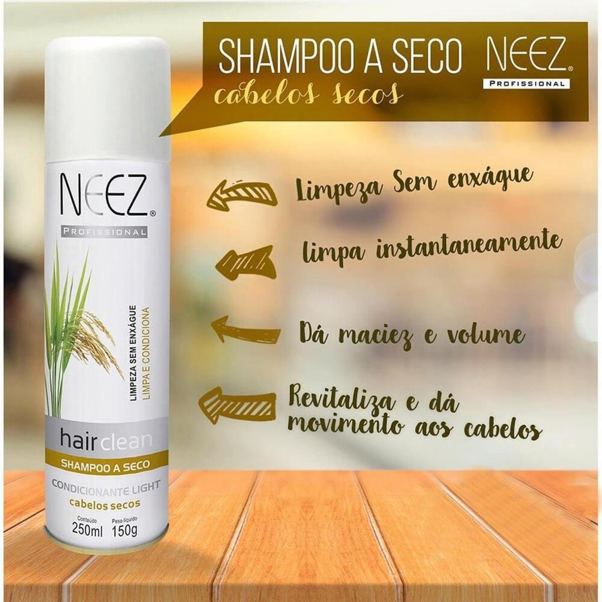Neez Hair Clean - Shampoo a Seco Limpeza Sem Enxágue Cabelos Secos