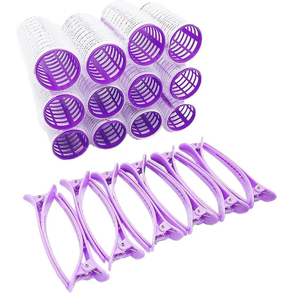 Nobrand - Kit Bobes de Cabelo com Adesivo e Grampo Lilás (12 Peças)