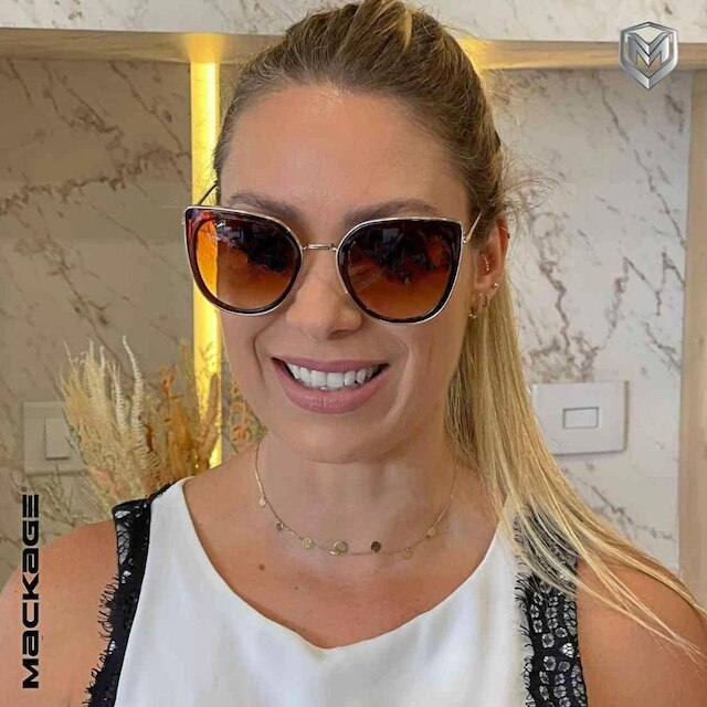 Óculos De Sol Feminino Alice Gateado Metal/Acetato Mackage - Alice