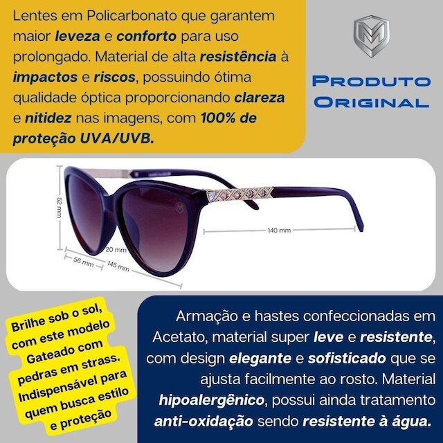 Óculos De Sol Feminino Marie Gateado Acetato Mackage - Marie