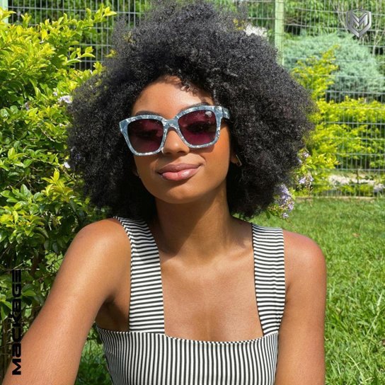 Óculos De Sol Feminino Quadrado Oversized Gateado Retro Acetato Mackage - Condessa