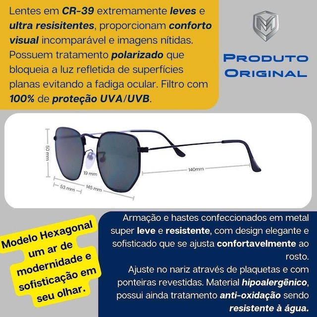 Óculos de Sol Hexagonal Metal Mackage - Honeycomb