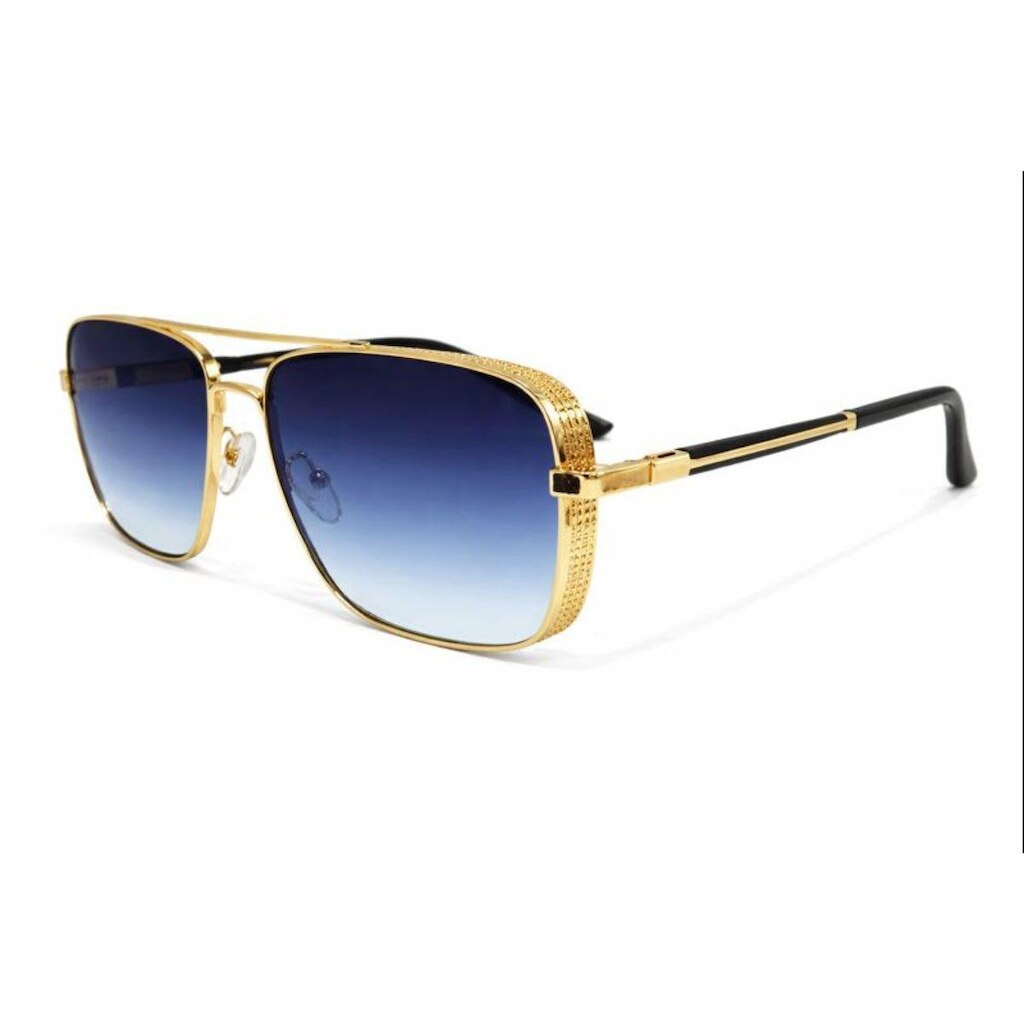 Óculos de Sol Luxo Quadrado com Detalhe Dourado