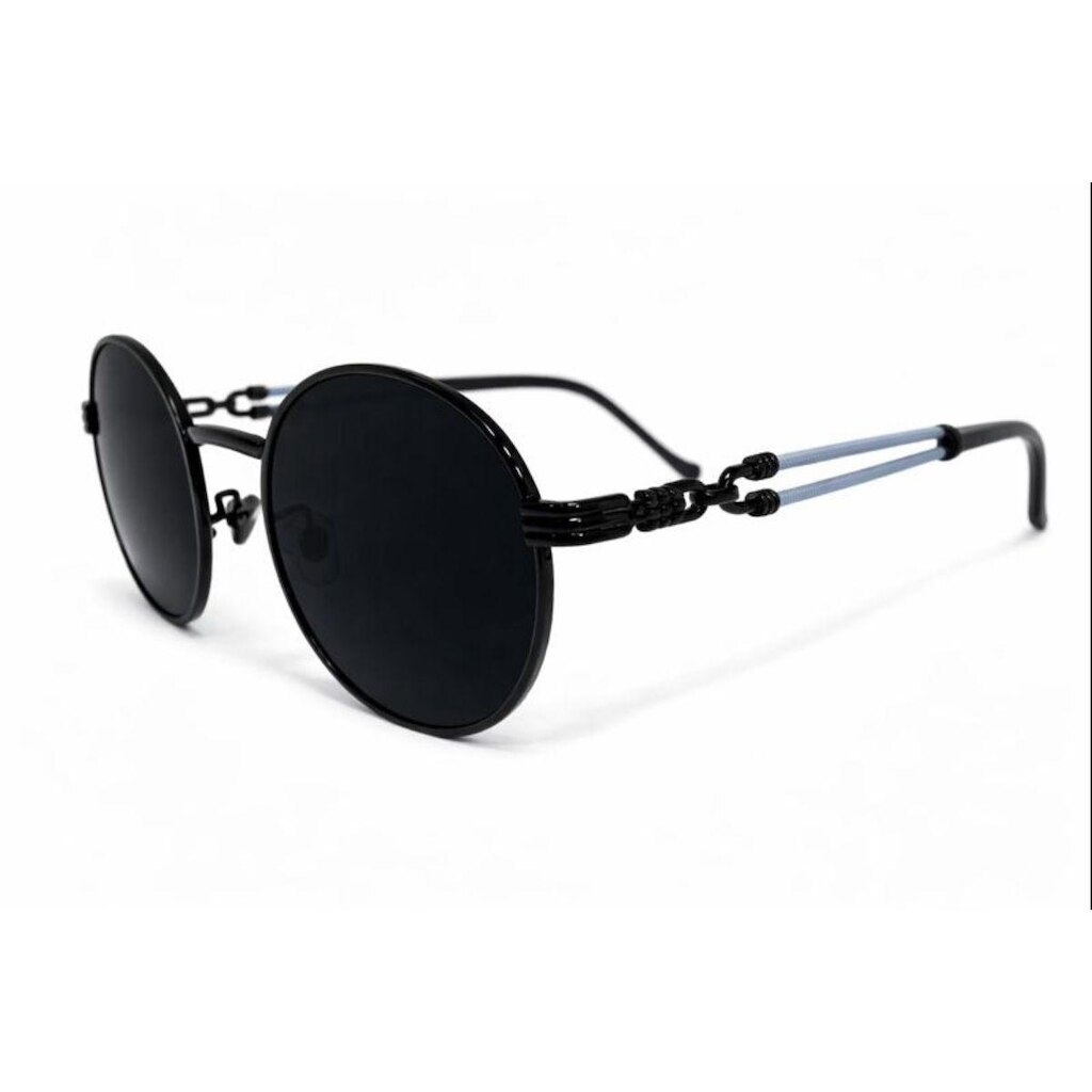 Óculos de Sol Redondo UV400 Estilo Moderno Lente Preta