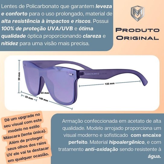 Óculos de Sol Unissex New Wayfarer Mascara Acetato Mackage