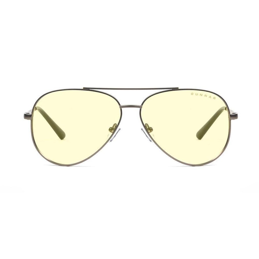 Óculos Gunnar Maverick com Filtro de Luz Azul, Âmbar Amarelo, Armação Gunmetal- MAV-05001
