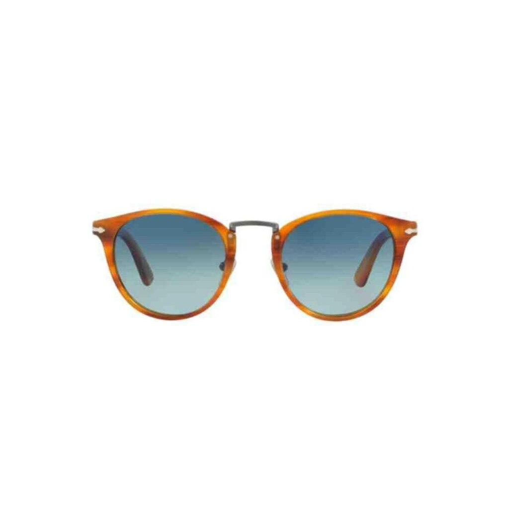 Óculos Persol PO3108S 960/S3 Marrom Claro Striped Lente Polarizada Azul Degradê Tam 49
