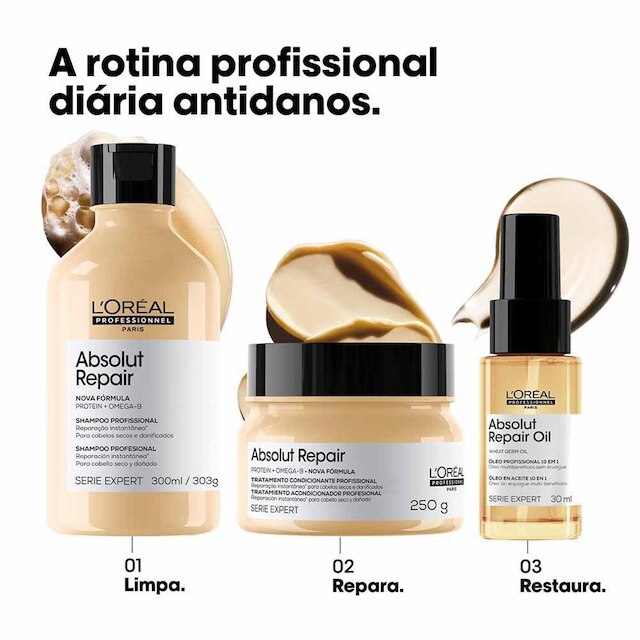 Óleo 10 em 1 L'Oréal Professionnel Absolut Repair Multibenefícios Travel Size 30ml