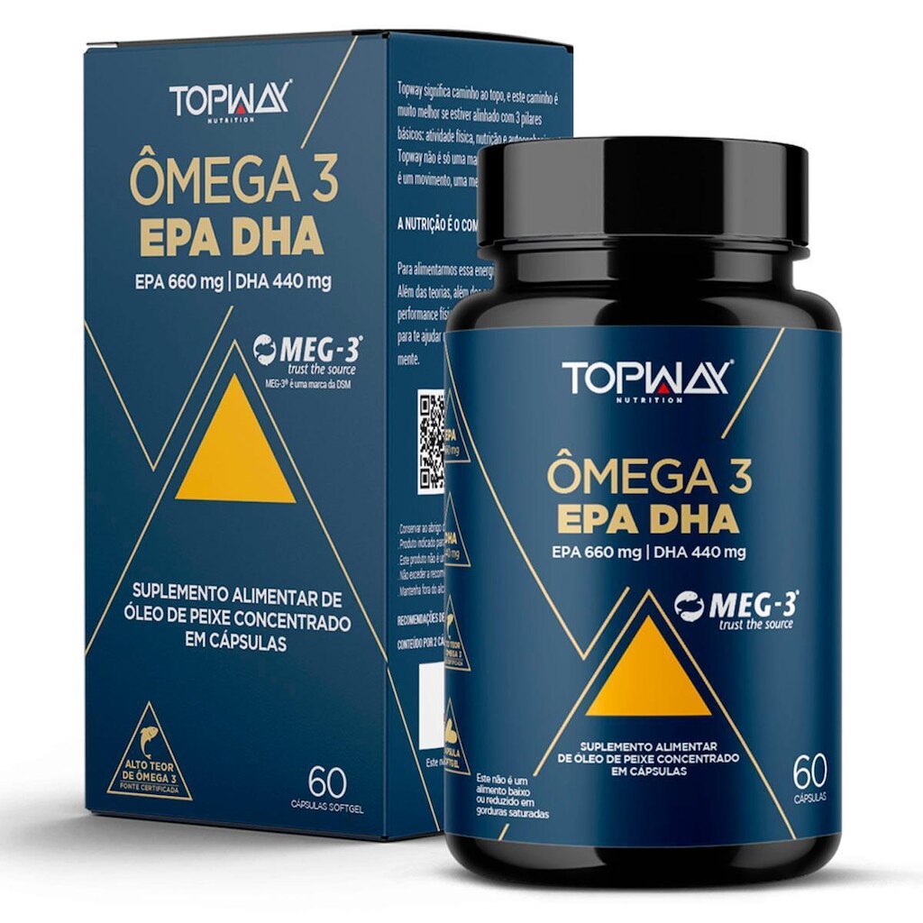 Ômega 3 Concentrado Com Epa E Dha Pote 60 Capsulas Topway