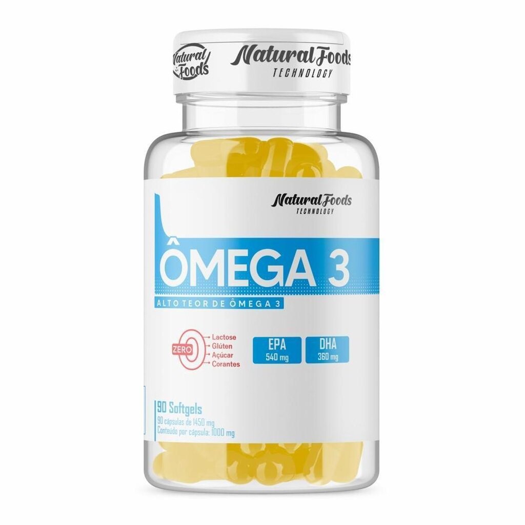 Ômega 3 Natural Foods 1000mg – 90 Cápsulas Softgel – Suplemento com EPA e DHA
