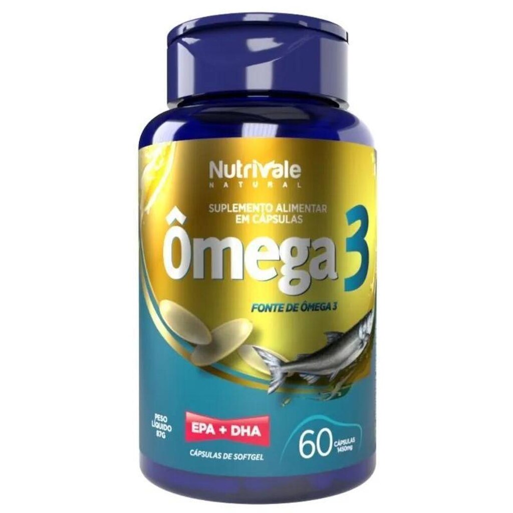Ômega 3 Nutrivale 60 Cápsulas Suplemento de Óleo de Peixe