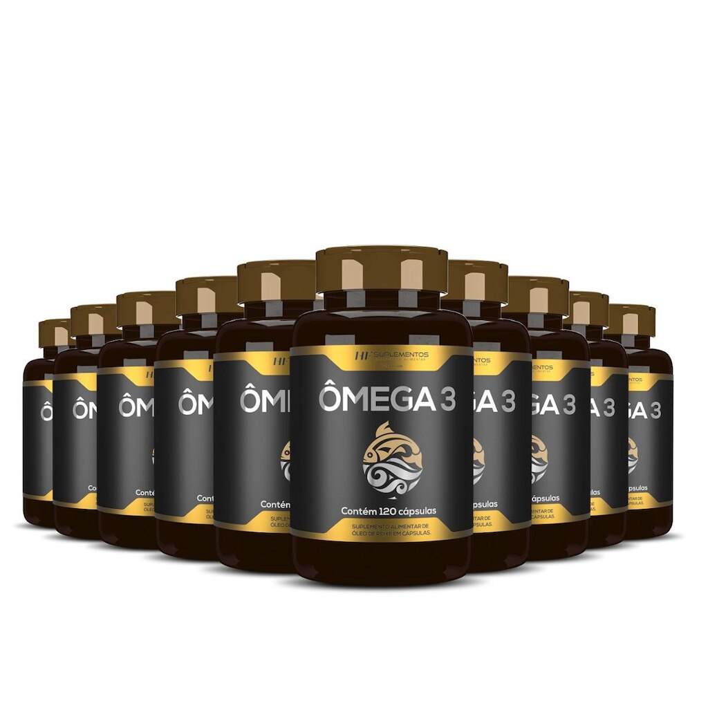 Ômega 3 Óleo De Peixe Premium Hf Suplementos 120 Caps com 10