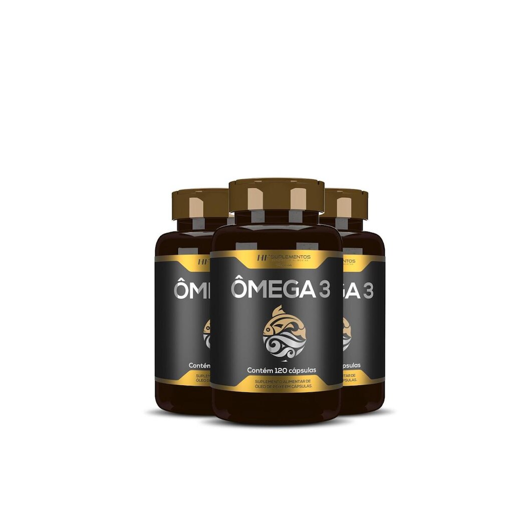 Ômega 3 Óleo De Peixe Premium Hf Suplementos 120 Caps com 3