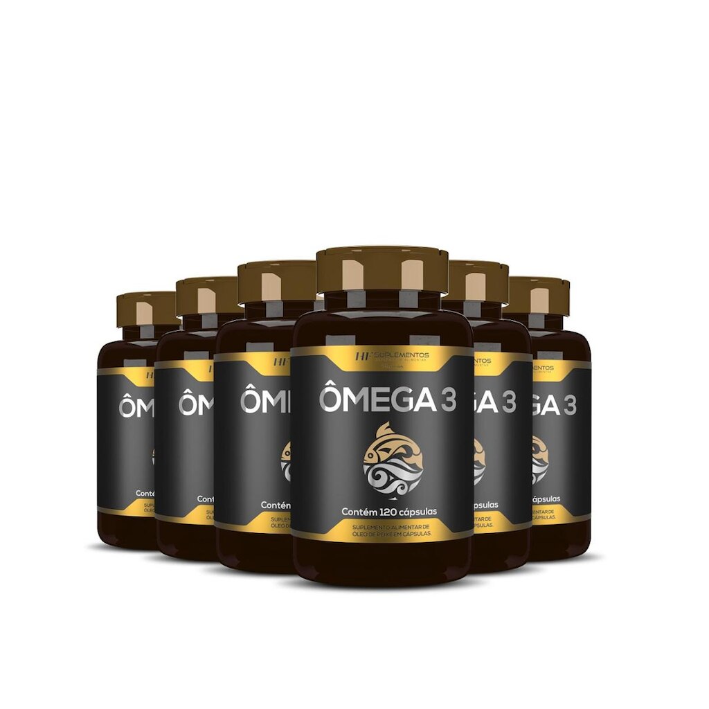 Ômega 3 Óleo De Peixe Premium Hf Suplementos 120 Caps com 6