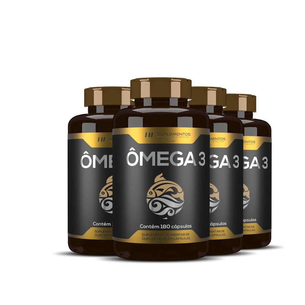 Ômega 3 Óleo De Peixe Premium Hf Suplementos 180 Caps com 4