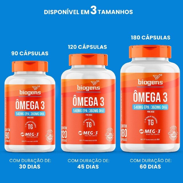 Ômega 3 TG Triglicerídeos 540mg EPA 360mg DHA Selo MEG-3 90 Caps - Bigens