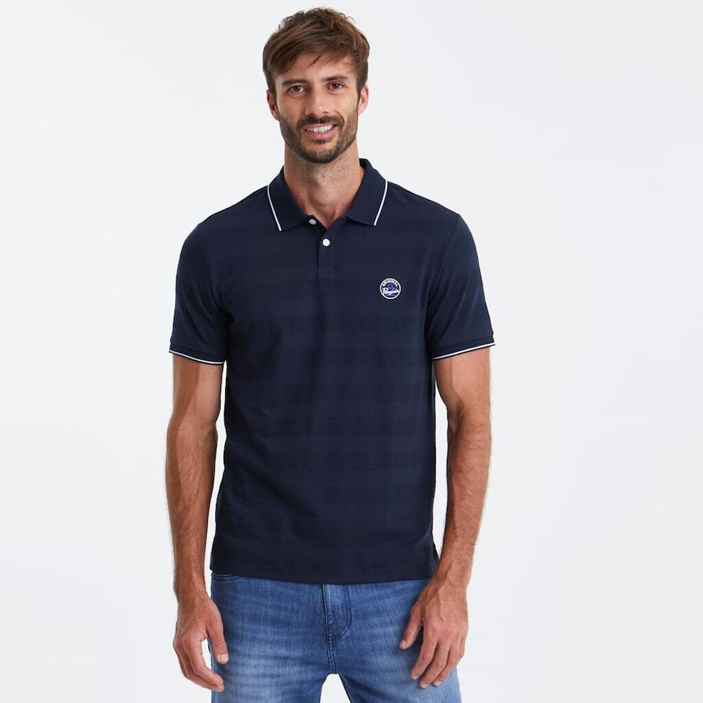 Original Penguin Polo Jacquard listrada marinho Original Penguin