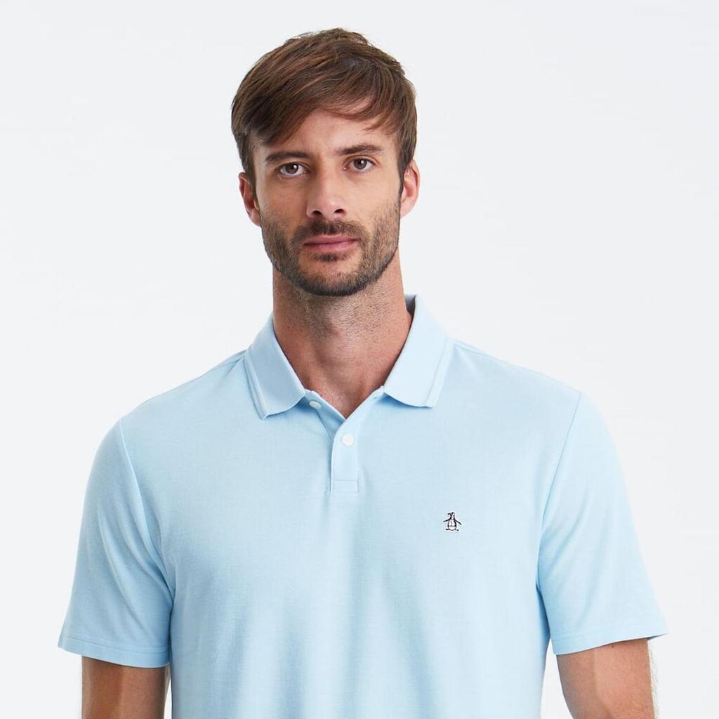 Original Penguin Polo Piquet lisa Patch Azul Original Penguin