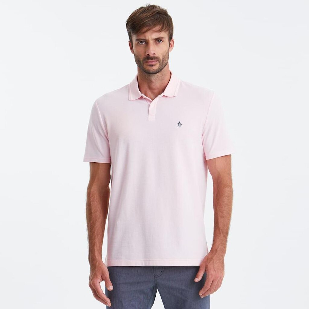 Original Penguin Polo Piquet lisa Patch Rosa Original Penguin