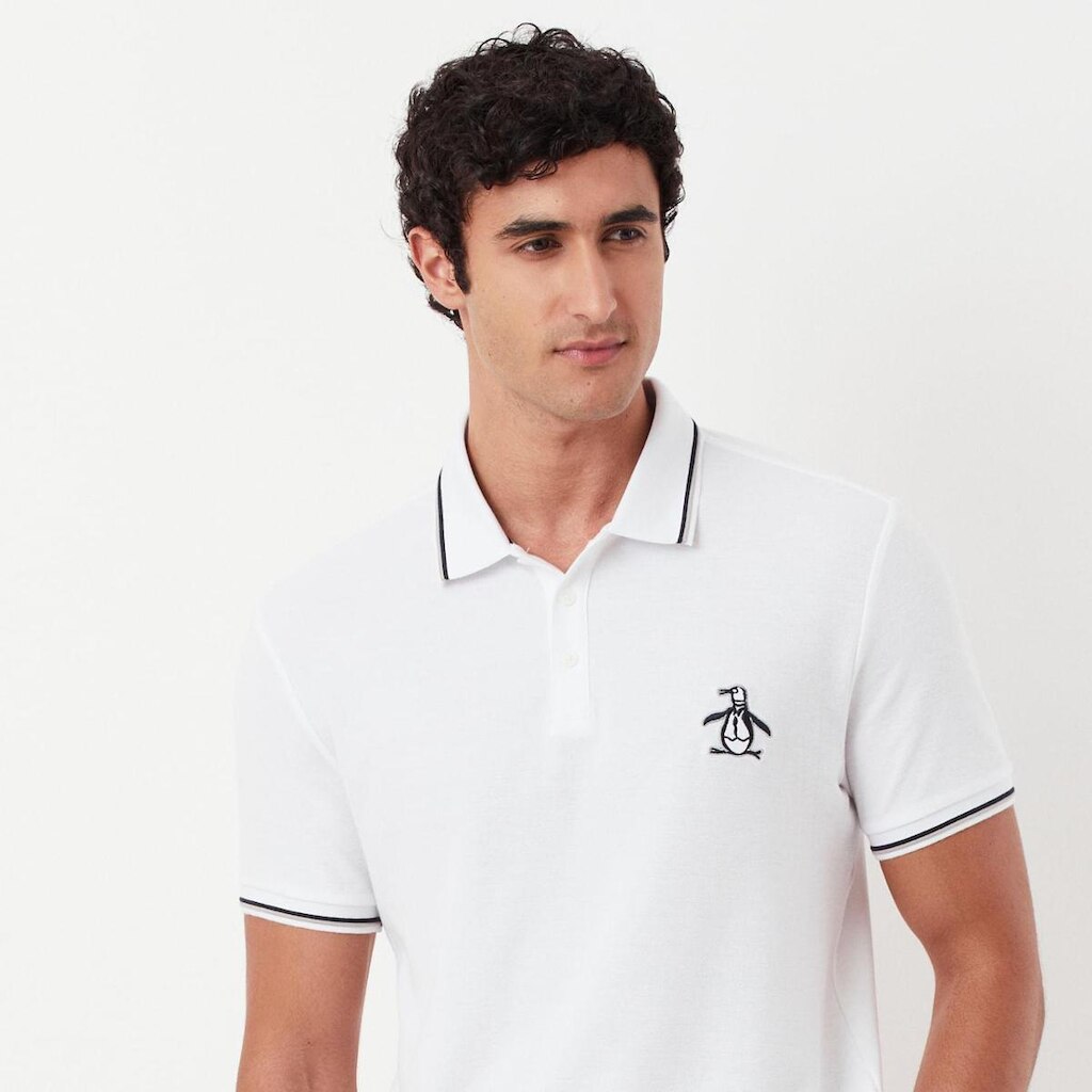 Original Penguin Polo Piquet Mega Patch Branca Original Penguin