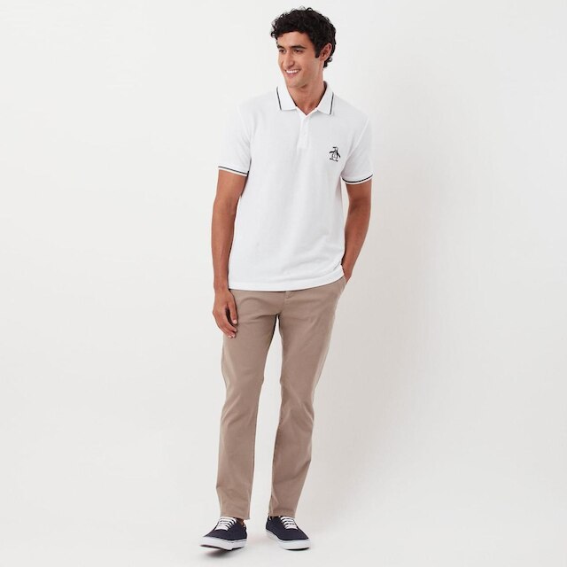Original Penguin Polo Piquet Mega Patch Branca Original Penguin