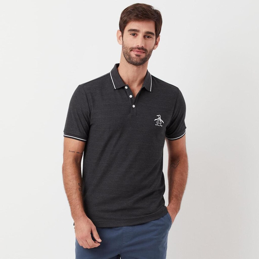 Original Penguin Polo Piquet Mega Patch Chumbo Original Penguin
