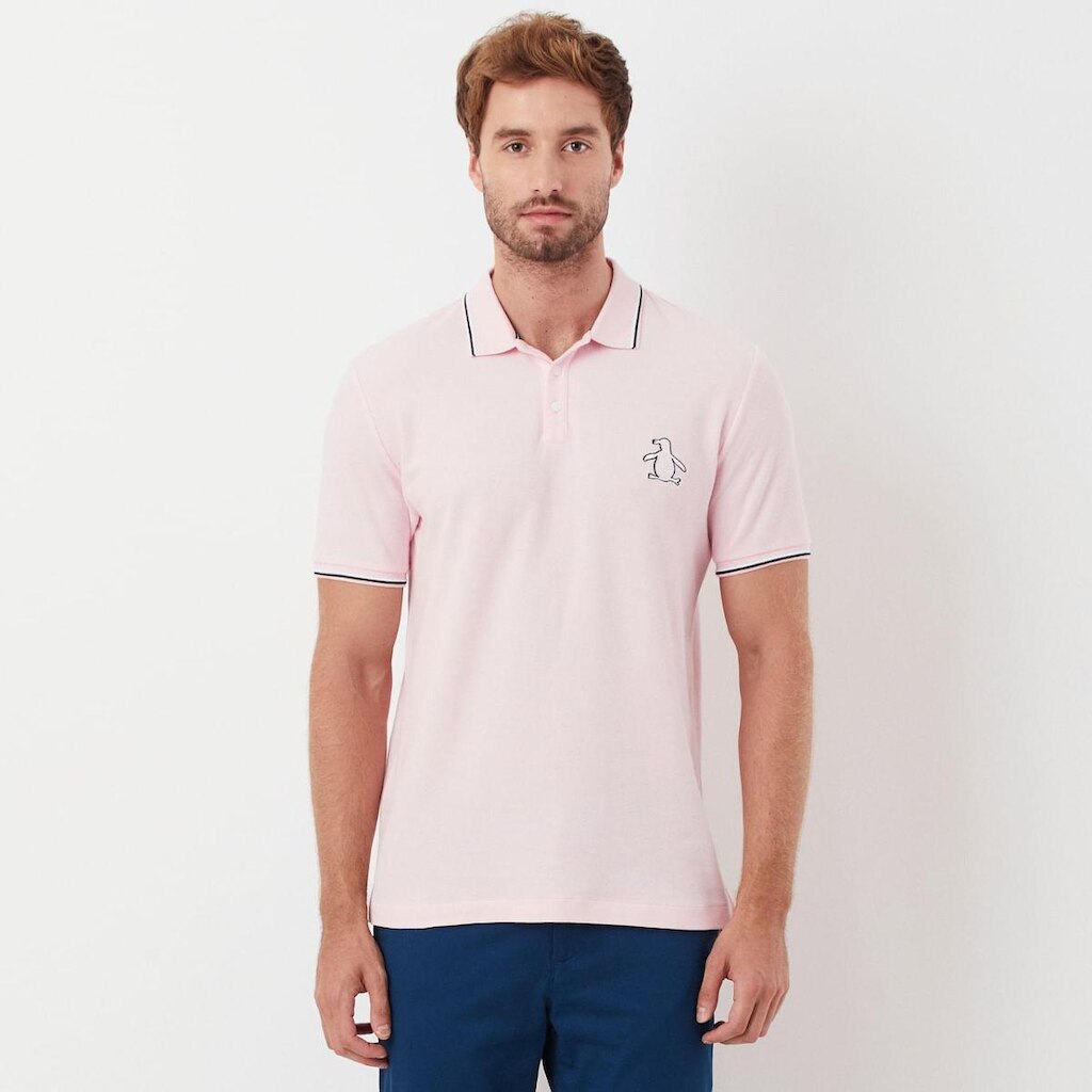Original Penguin Polo Piquet Mega Patch Rosa Original Penguin