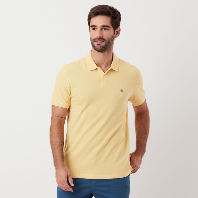 Original Penguin Polo Piquet Patch Amarela Original Penguin