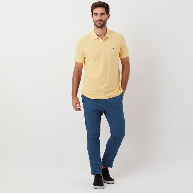 Original Penguin Polo Piquet Patch Amarela Original Penguin