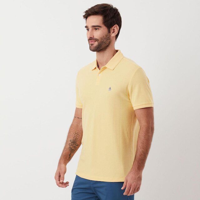 Original Penguin Polo Piquet Patch Amarela Original Penguin