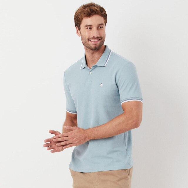Original Penguin Polo Piquet Patch Azul Original Penguin