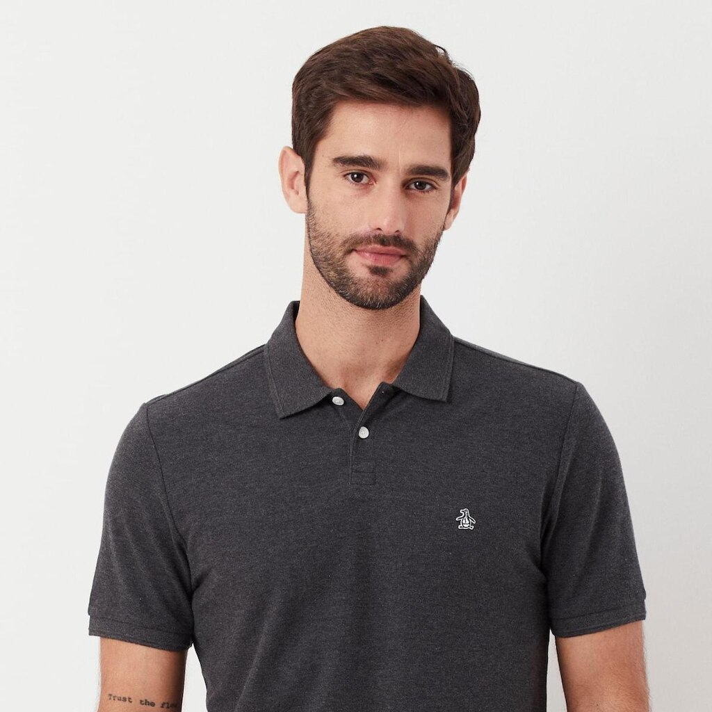 Original Penguin Polo Piquet Patch Chumbo Original Penguin