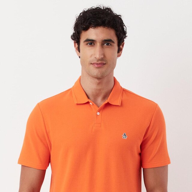 Original Penguin Polo Piquet Patch Laranja Original Penguin