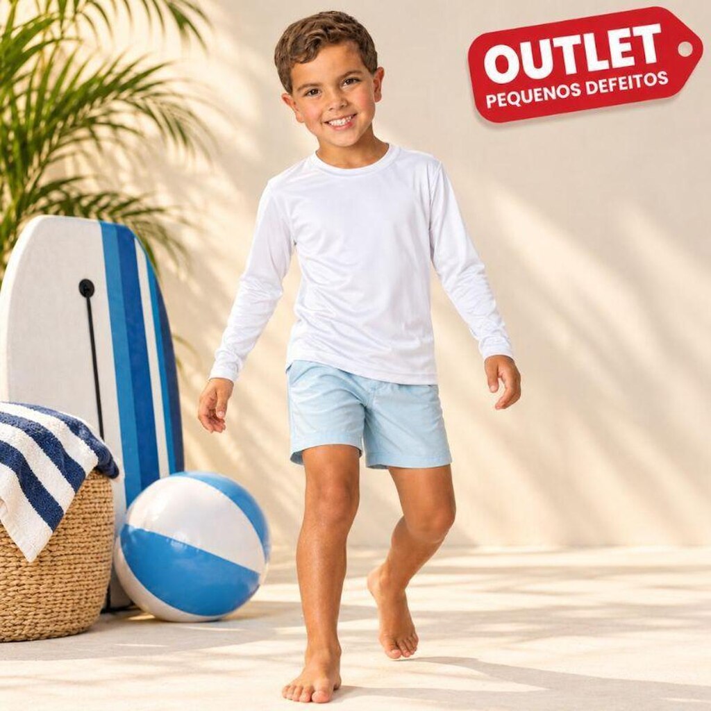 Outlet Camiseta Uv Infantil Pequenos Defeitos Unissex Verão