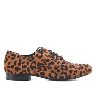 Oxford Couro Shoestock Helena Onça Camurça Feminino