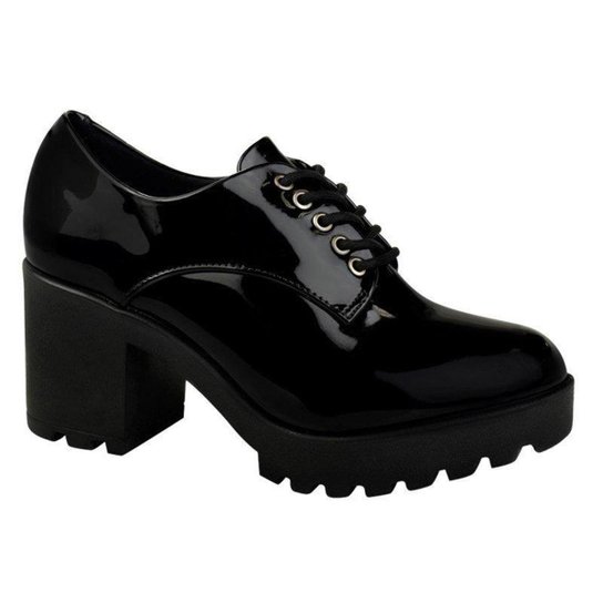 Oxford Vizzano Salto Alto Verniz Feminino - Preto